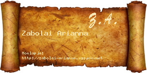 Zabolai Arianna névjegykártya